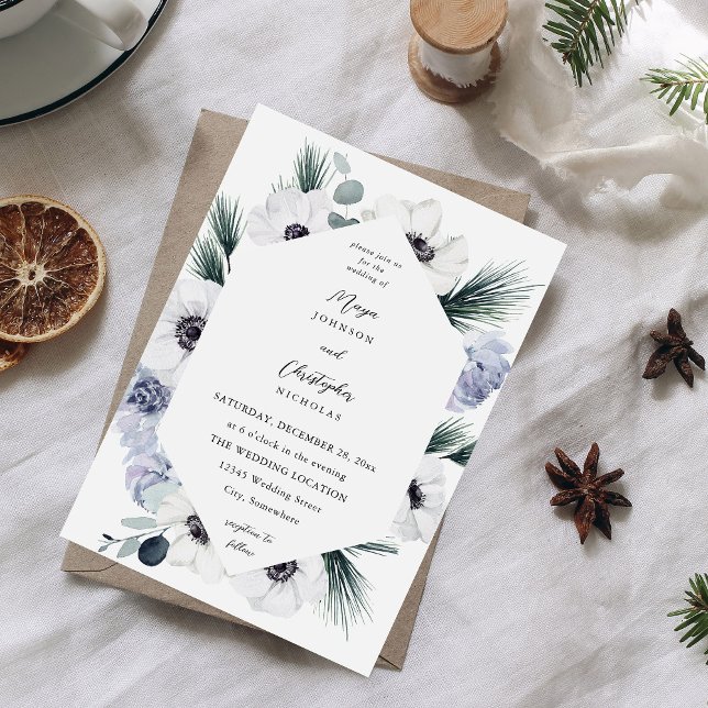 Anemone Winter White Floral Wedding- VC Invitation (Creator Uploaded)