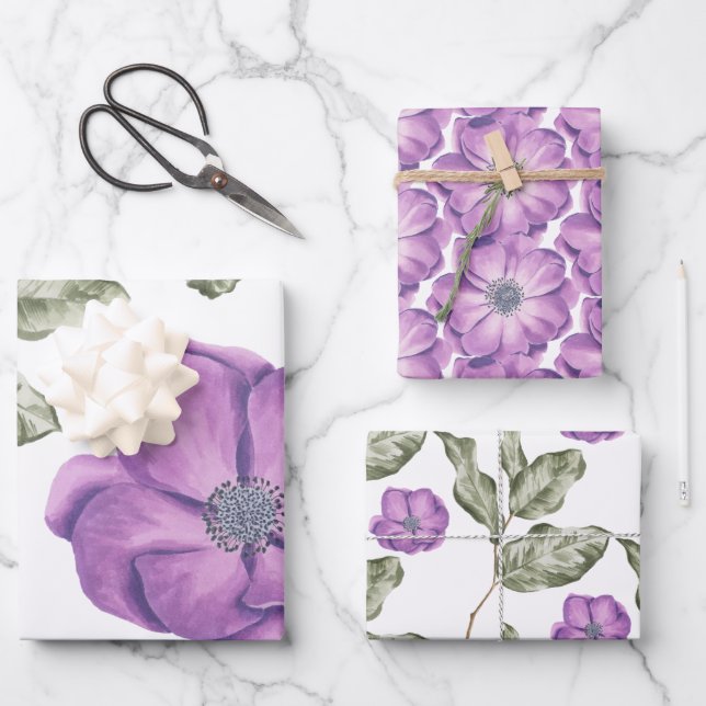 Anemone Wrapping Paper Sheets (Front)