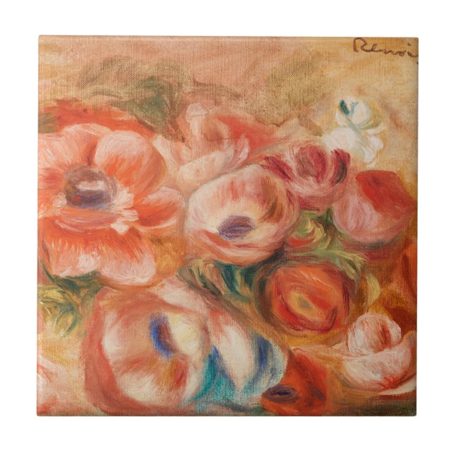 Anemones (2) by Auguste Renoir Decorative Tile (Front)