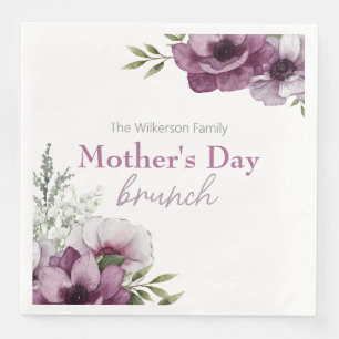 Anemones and Baby's Breath Mother's Day Brunch Napkin