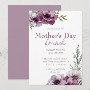 Anemones & Baby's Breath Mother's Day Brunch Invitation