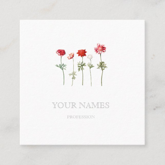 "ANEMONES" BOTANIQUES CARTE DE VISITE FLORAL (Devant)