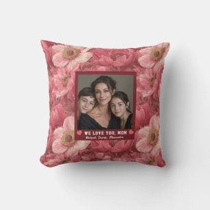 Anemones Bouquet Happy Mothers Day Housewarming Throw Pillow