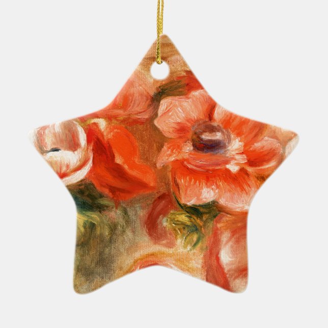 Anemones by Renoir Impressionist Painting Ceramic Ornament (Front)
