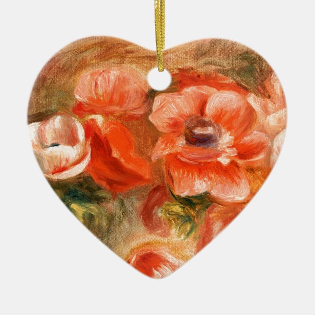 Anemones by Renoir Impressionist Painting Ceramic Ornament (Front)