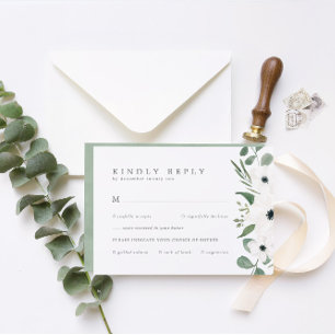 Anemones & Eucalyptus with Meal Choice Wedding RSV RSVP Card