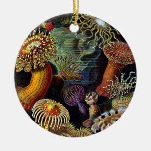 Anemones from Under the Sea Classic Round Sticker Ceramic Ornament