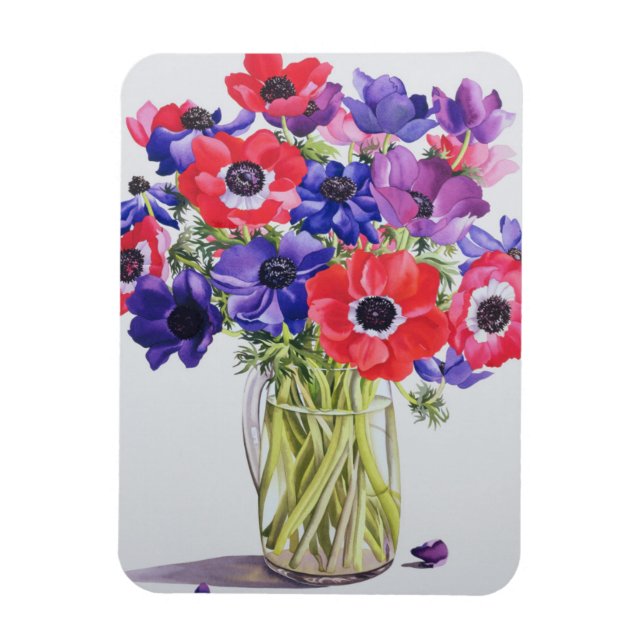 Anemones in a glass jug 2007 magnet (Vertical)