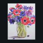 Anemones in a glass jug 2007 postcard<br><div class="desc">Anemones in a glass jug 2007 (w/c on paper) Ryland Christopher / Private Collection / Bridgeman Images</div>