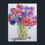 Anemones in a glass jug 2007 postcard<br><div class="desc">Anemones in a glass jug  2007 (w/c on paper)  Ryland  Christopher / Private Collection / Bridgeman Images</div>