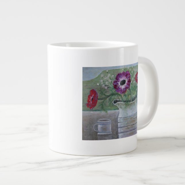 Anemones in White Jug 2013 Large Coffee Mug (Front Right)
