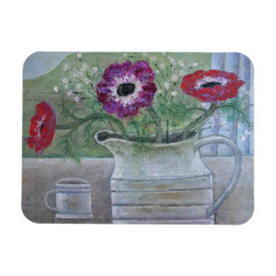 Anemones in White Jug 2013 Magnet