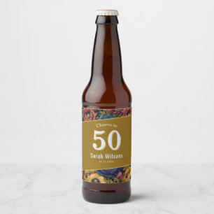 Anemones Inspired 15Th Birthday Personalized Beer Bottle Label