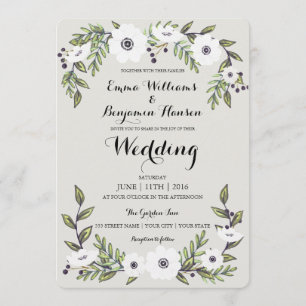 Anémones peintes - faire-part de mariage florale