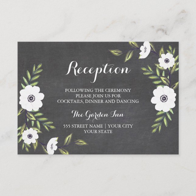 Anémones Peintes sur Tableau Noir - Carte de récep (Devant)