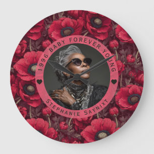 Anemones Petal 70Th Birthday Unique Large Clock