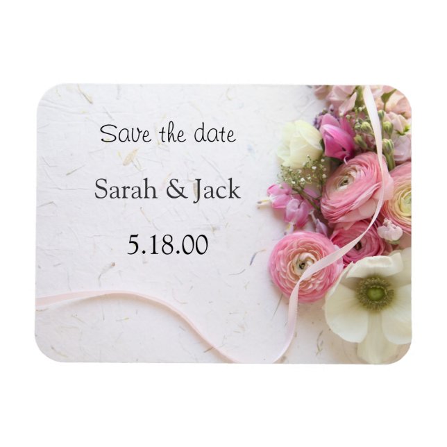 anemones, ranunculus flowers save the date magnet (Horizontal)