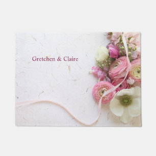 Anemones, ranunculus, ribbon doormat
