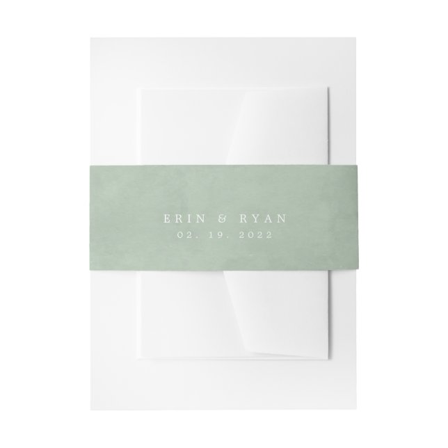 Anemones Sage & Dusty Green Eucalyptus Wedding  Invitation Belly Band (Front Example)