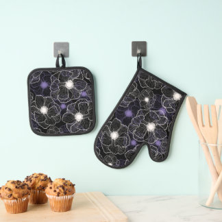 Anemones Wildflower Pattern G601 Oven Mitt & Pot Holder Set
