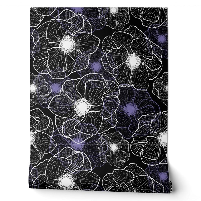 Anemones Wildflower Pattern G601 Wallpaper (Unrolling)