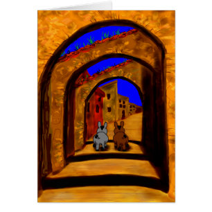 ânes marchant sous des voûtes