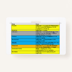 Anesthesia IV Meds Badge Buddy