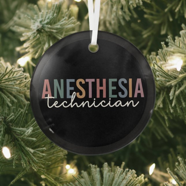 Anesthesia Technician Retro Anesthetic Tech Glass Ornament (Insitu)