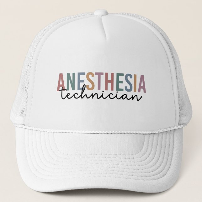 Anesthesia Technician Retro Anesthetic Tech Trucker Hat (Front)