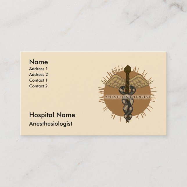 Anesthesiologist Caduceus Appointment Card (Front)