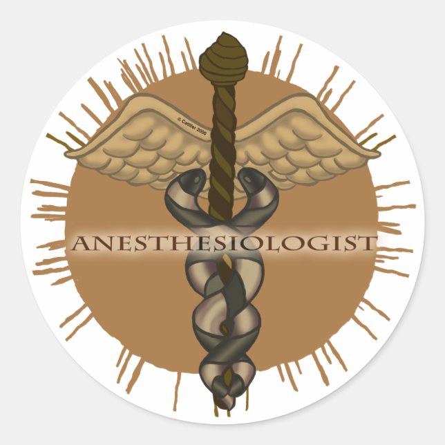 Anesthesiologist Caduceus Classic Round Sticker (Front)