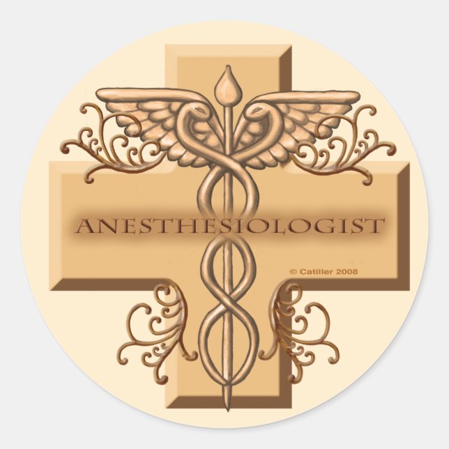Anesthesiologist Cross Classic Round Sticker (Front)