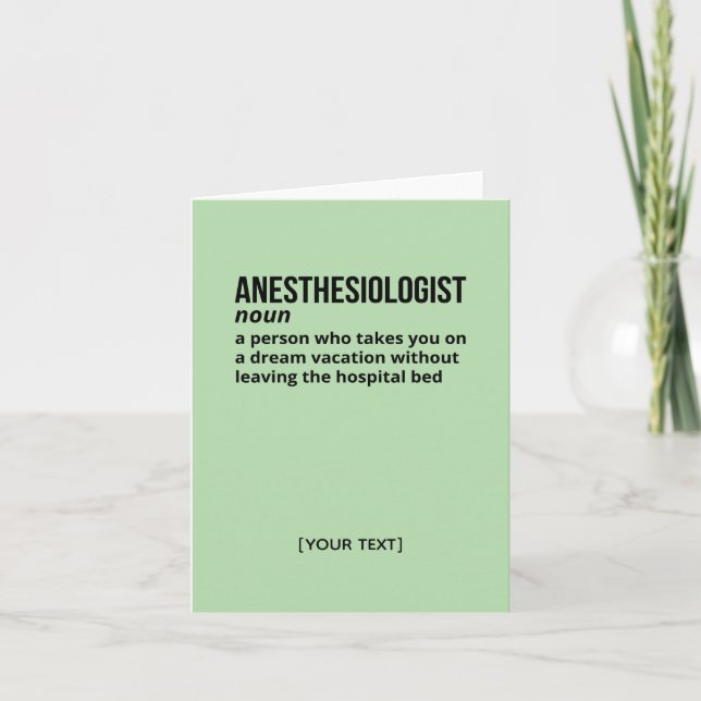 Anesthesiologist Definition Card – Funny Gift (Front)