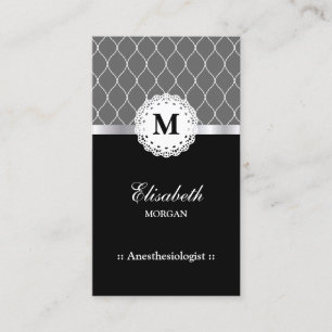 Anesthesiologist Elegant Black Lace Pattern Business Card