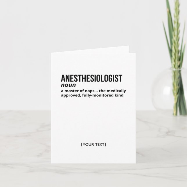 Anesthesiologist – Funny Medical Definition Thank You Card (Front)