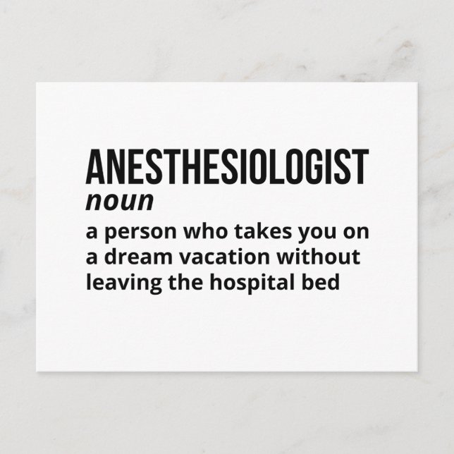 Anesthesiologist Humour Definition Postcard (Front)