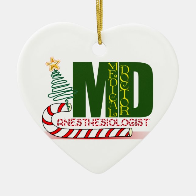 Anesthesiologist MERRY CHRISTMAS Ceramic Ornament (Front)