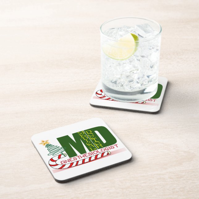 Anesthesiologist MERRY CHRISTMAS Coaster (Right Side)