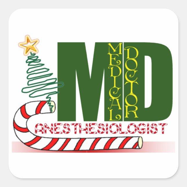 Anesthesiologist MERRY CHRISTMAS Square Sticker (Front)
