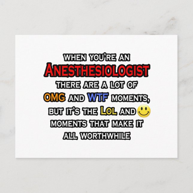 Anesthesiologist ... OMG WTF LOL Postcard (Front)