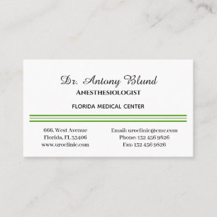 Anesthesiologist Simple Green Business Card