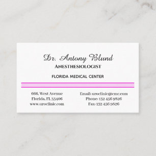 Anesthesiologist Simple Pink Business Card