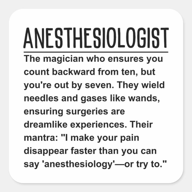 Anesthesiologist  square sticker (Front)
