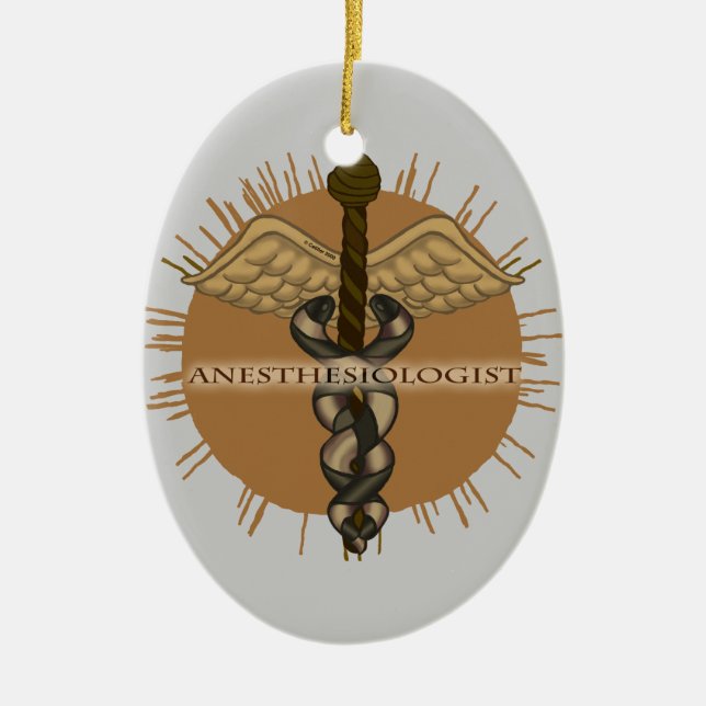 Anesthésiologiste Caduceus Ornement ovale (Devant)