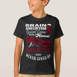 Aneurysm Awareness Burgundy Ribbon Warrior Support T-Shirt