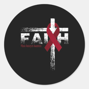 Aneurysm Awareness Christian Faith And Cross  Classic Round Sticker