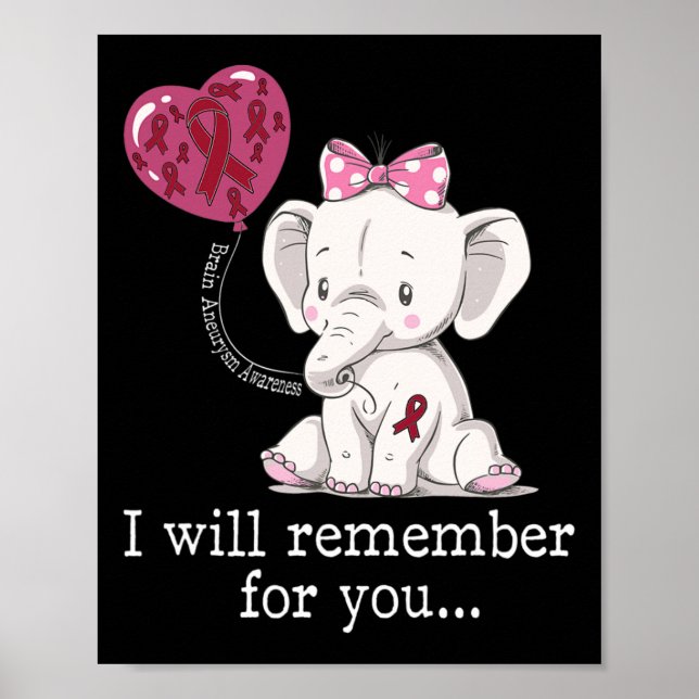 Aneurysm Awareness Elephant  Poster (Front)