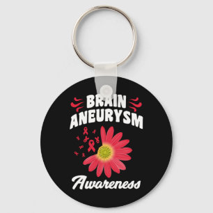 Aneurysm Awareness Flower Ribbon Support Graphic Keychain