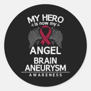 Aneurysm Awareness Gift Burgundy Ribbon Classic Round Sticker