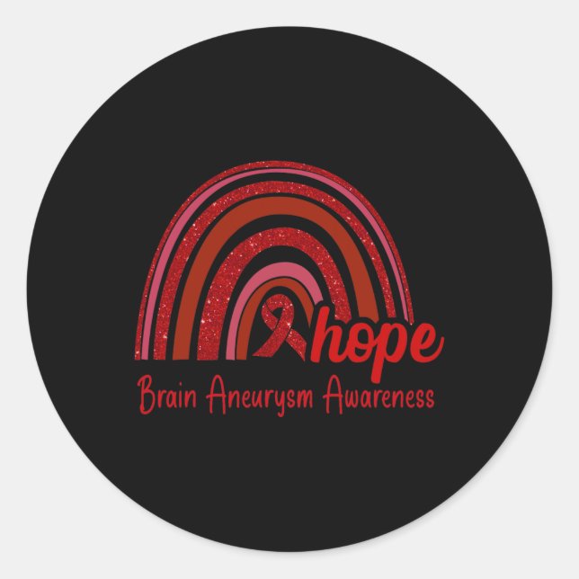 Aneurysm Awareness Hope Rainbow  Classic Round Sticker (Front)